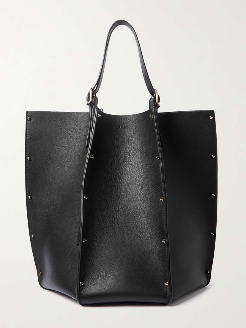 Chloé Carmela Studded Textured-leather Tote