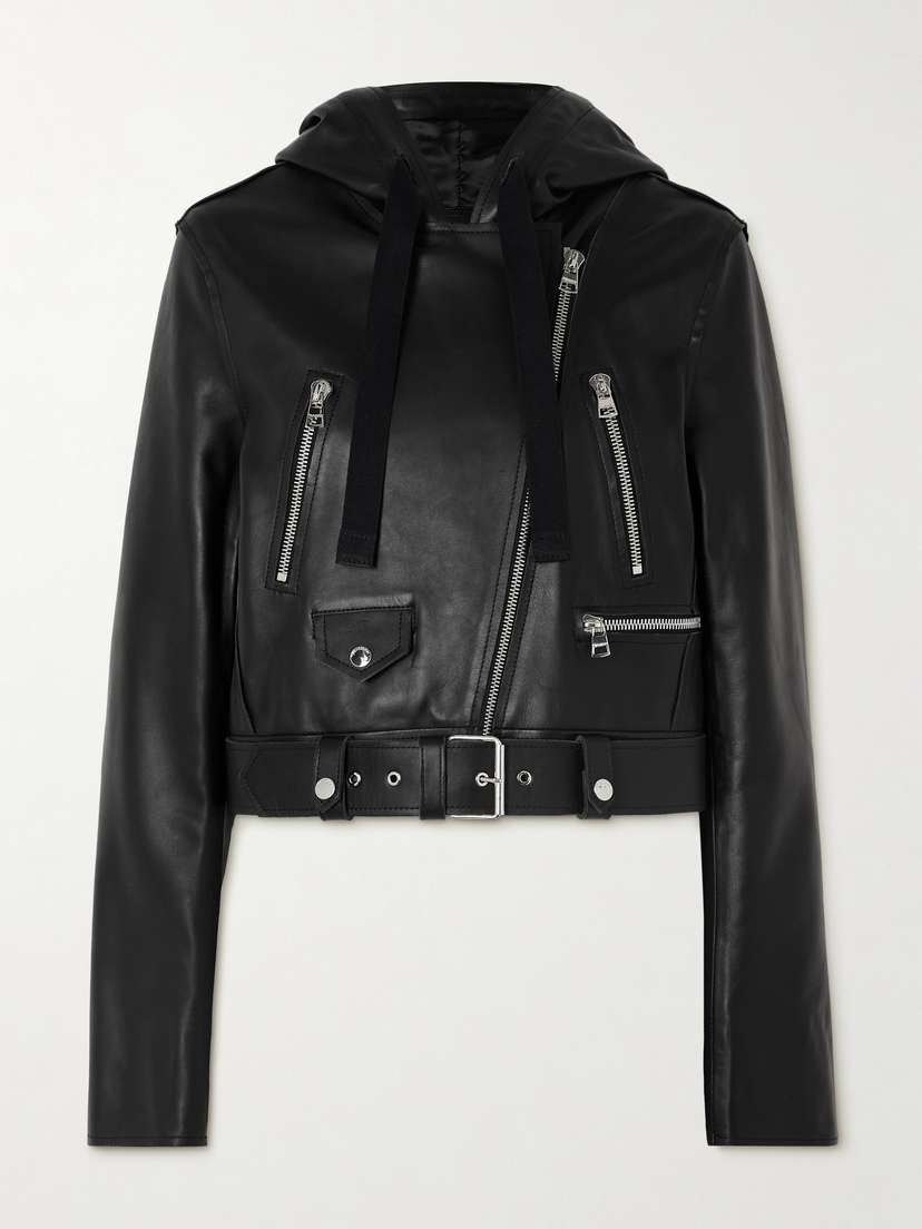JW Anderson Hooded Belted Leather Biker Jacket