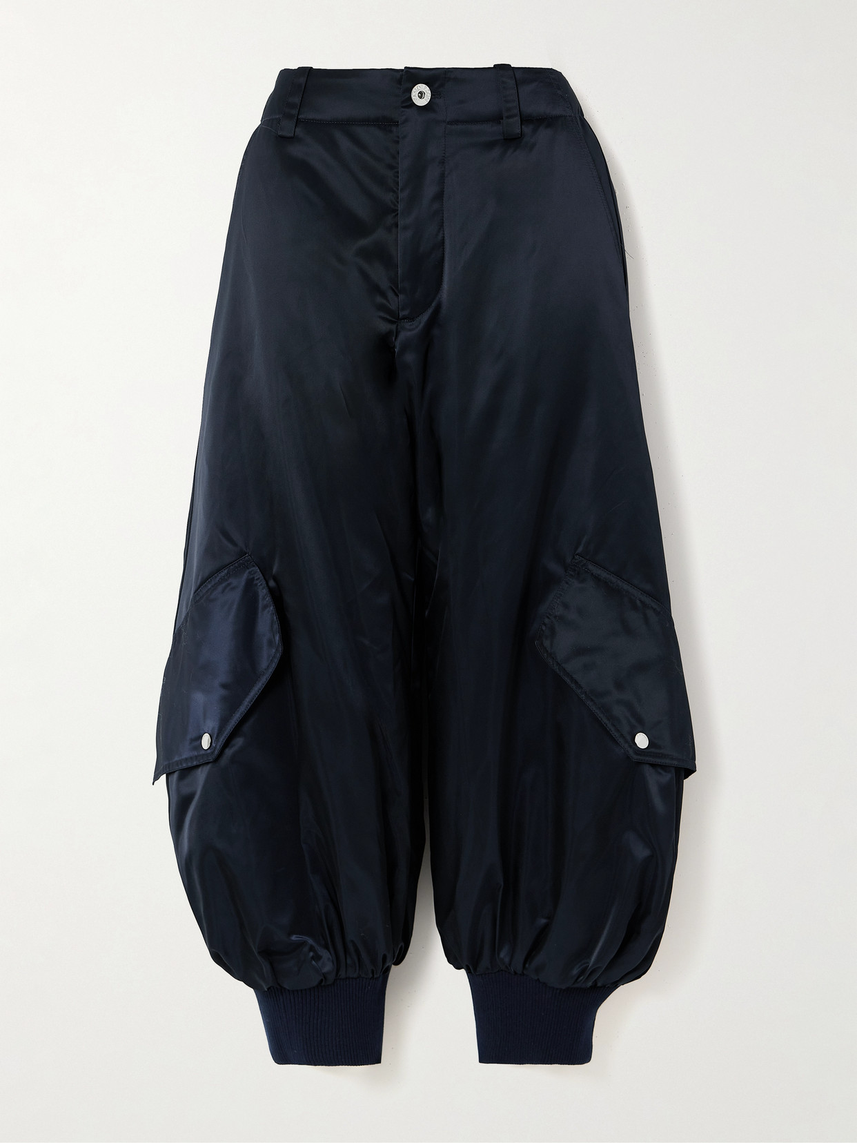 Jw Anderson Padded Satin Cargo Pants In Blue