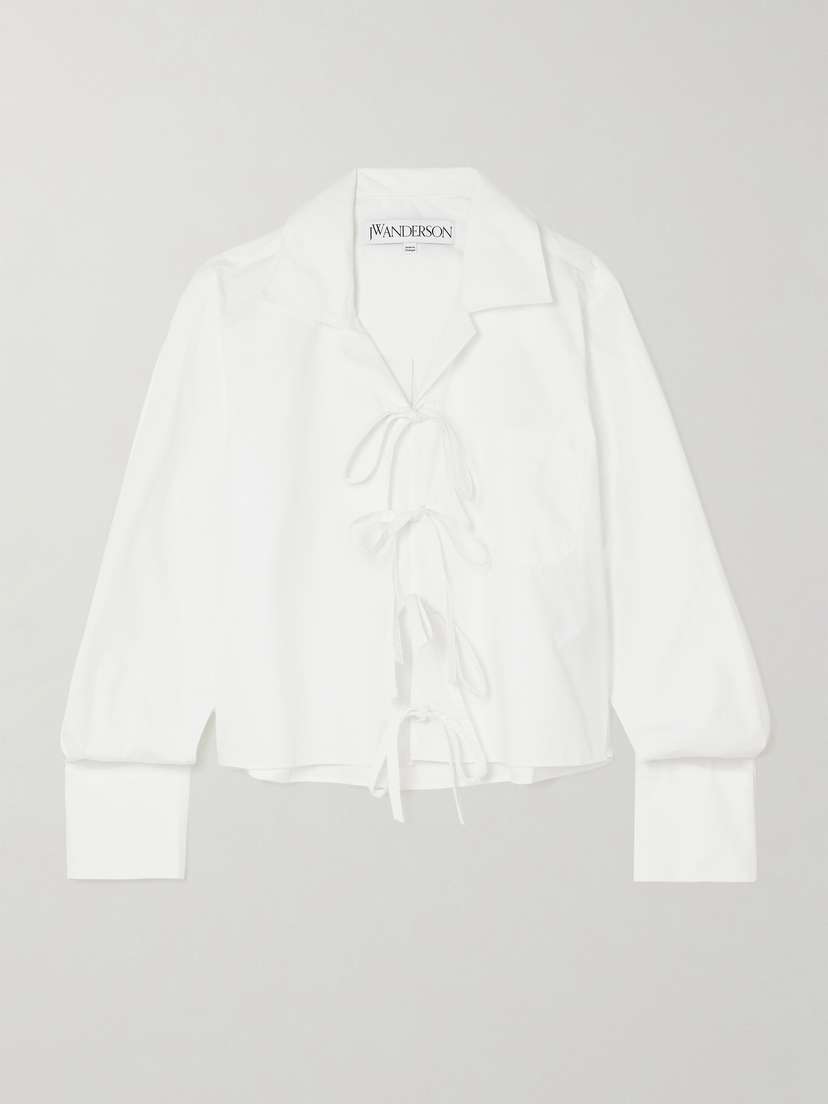 JW Anderson Tie-front Cotton-poplin Shirt - UK 14