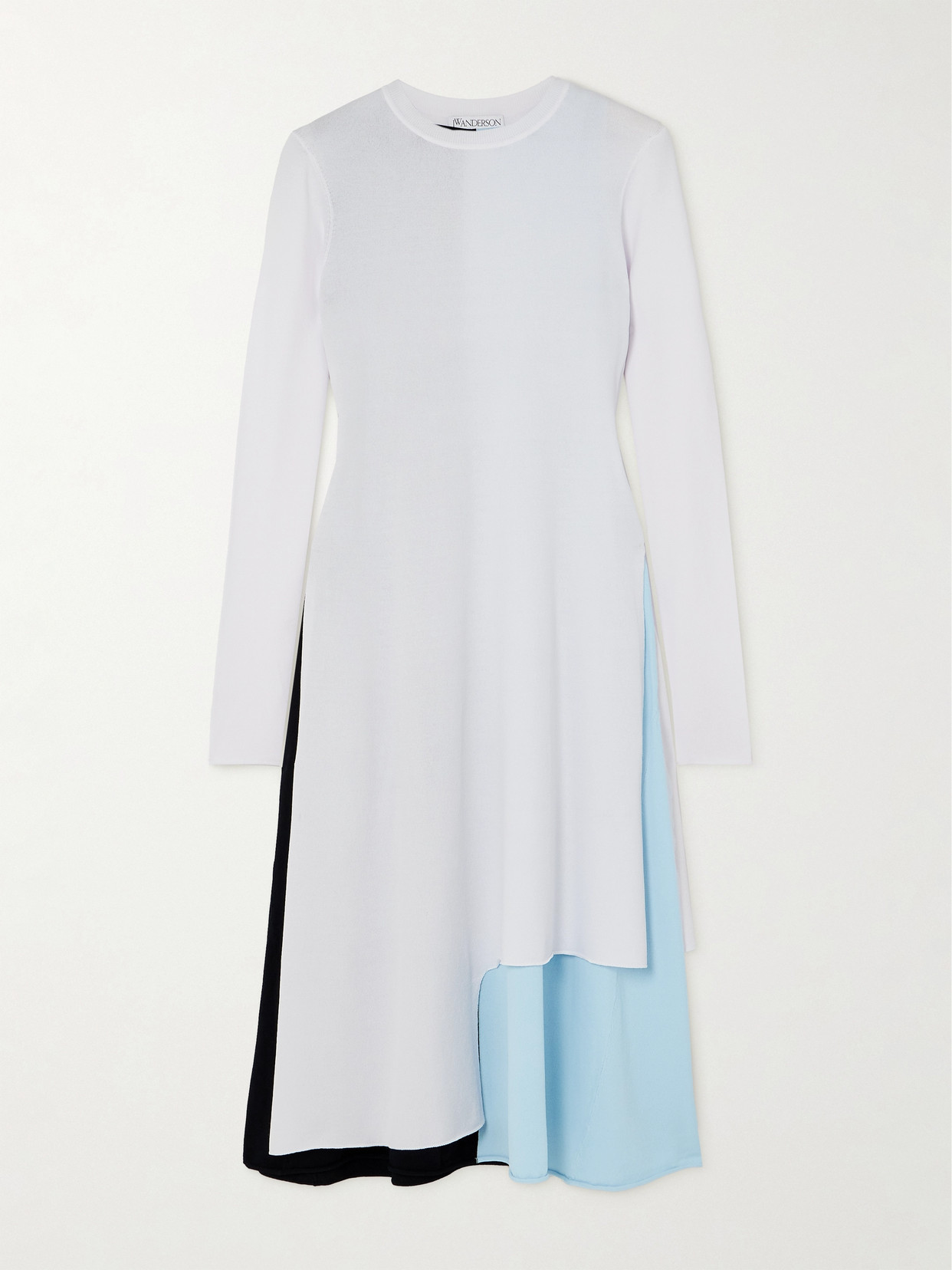 Shop Jw Anderson Layered Color-block Jersey Midi Dress In White