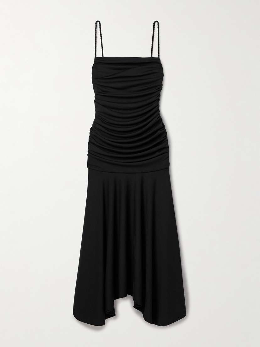 Interior The Viradora Asymmetric Ruched Crepe Midi Dress - x large