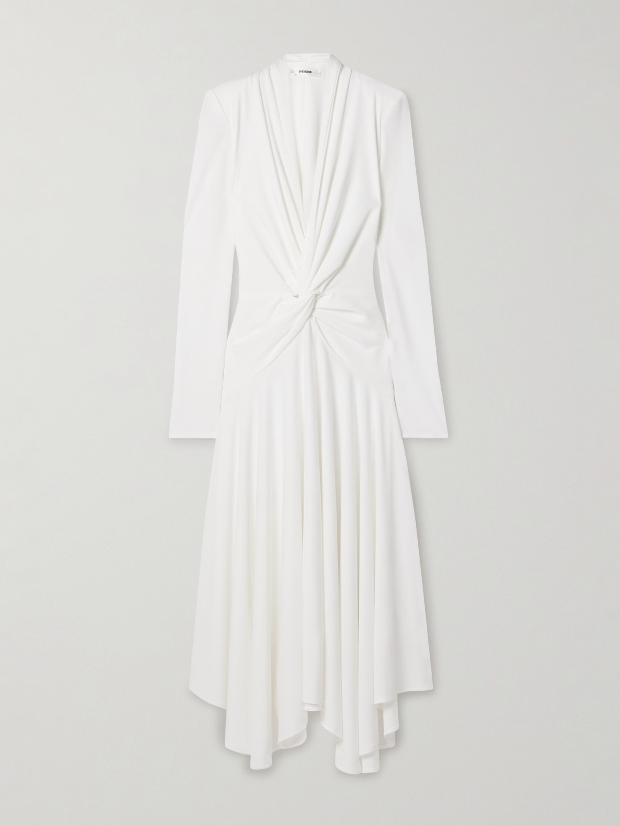 Shop Interior The Aria Asymmetric Twist-front Crepe Maxi Dress In Ivory