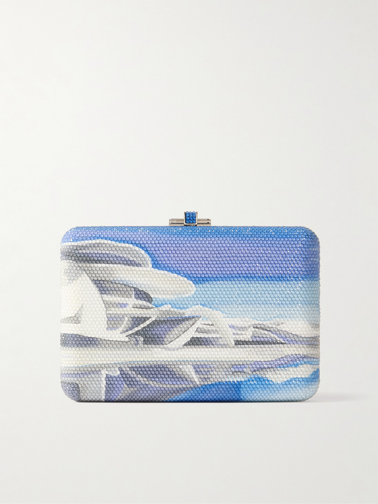 Judith Leiber Doha's Desert Rose Museum Crystal-embellished Silver-tone Clutch In Blue