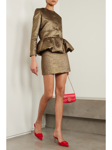 Liberowe + NET SUSTAIN crystal-embellished metallic jacquard peplum jacket