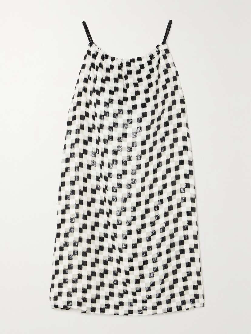 LIBEROWE + Net Sustain Flou Checked Metallic Devoré-voile Mini Dress