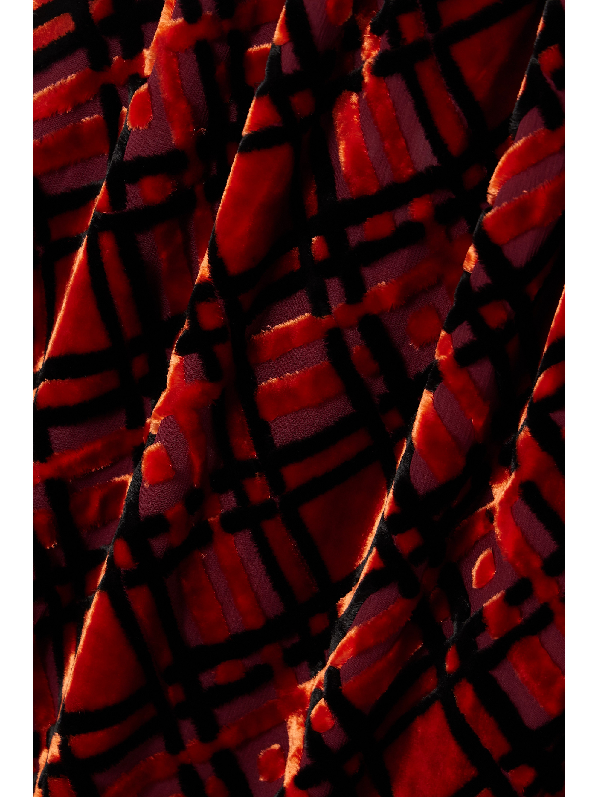 Liberowe + NET SUSTAIN Flou checked devoré-velvet mini dress