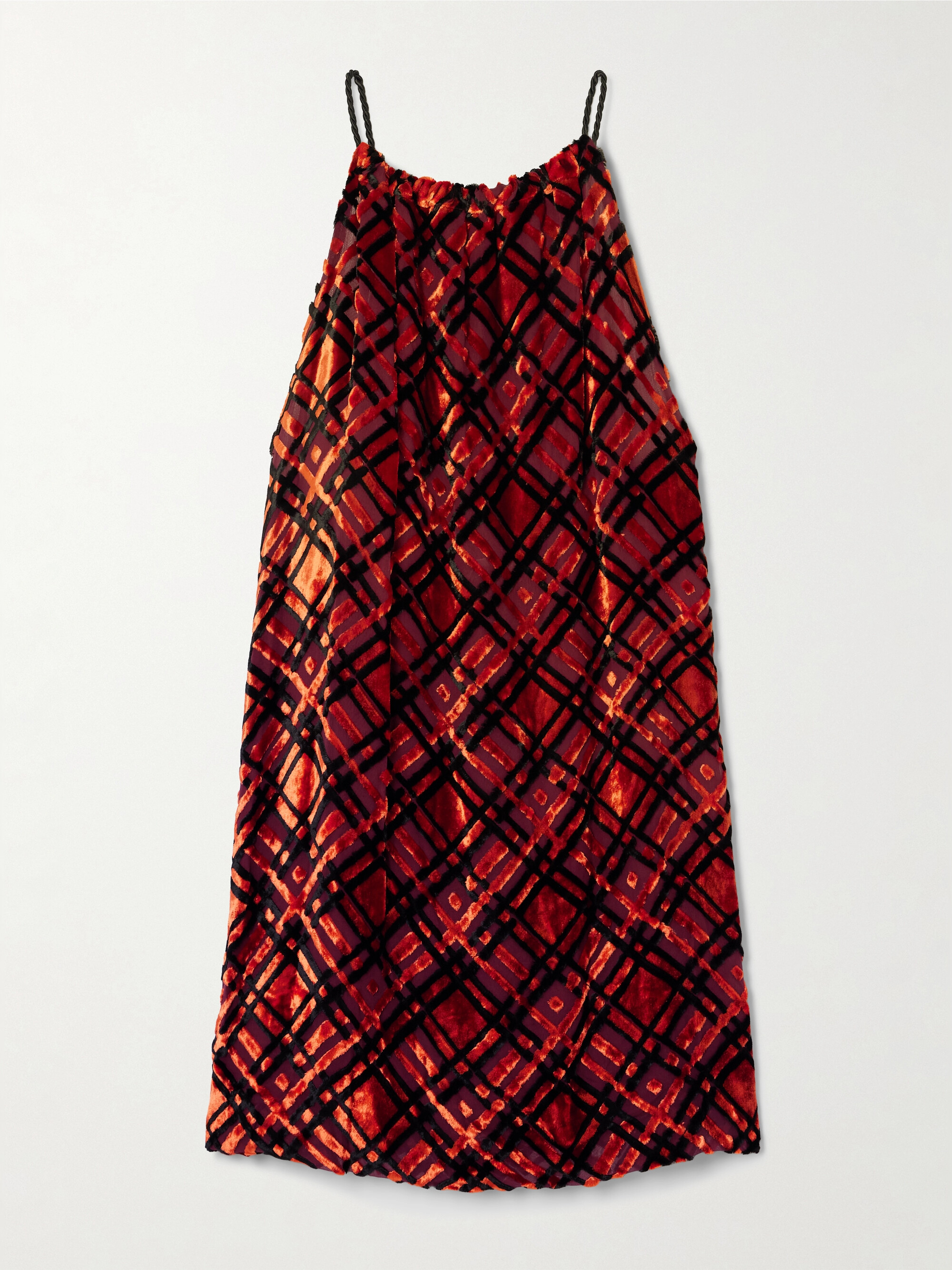 Liberowe + NET SUSTAIN Flou checked devoré-velvet mini dress