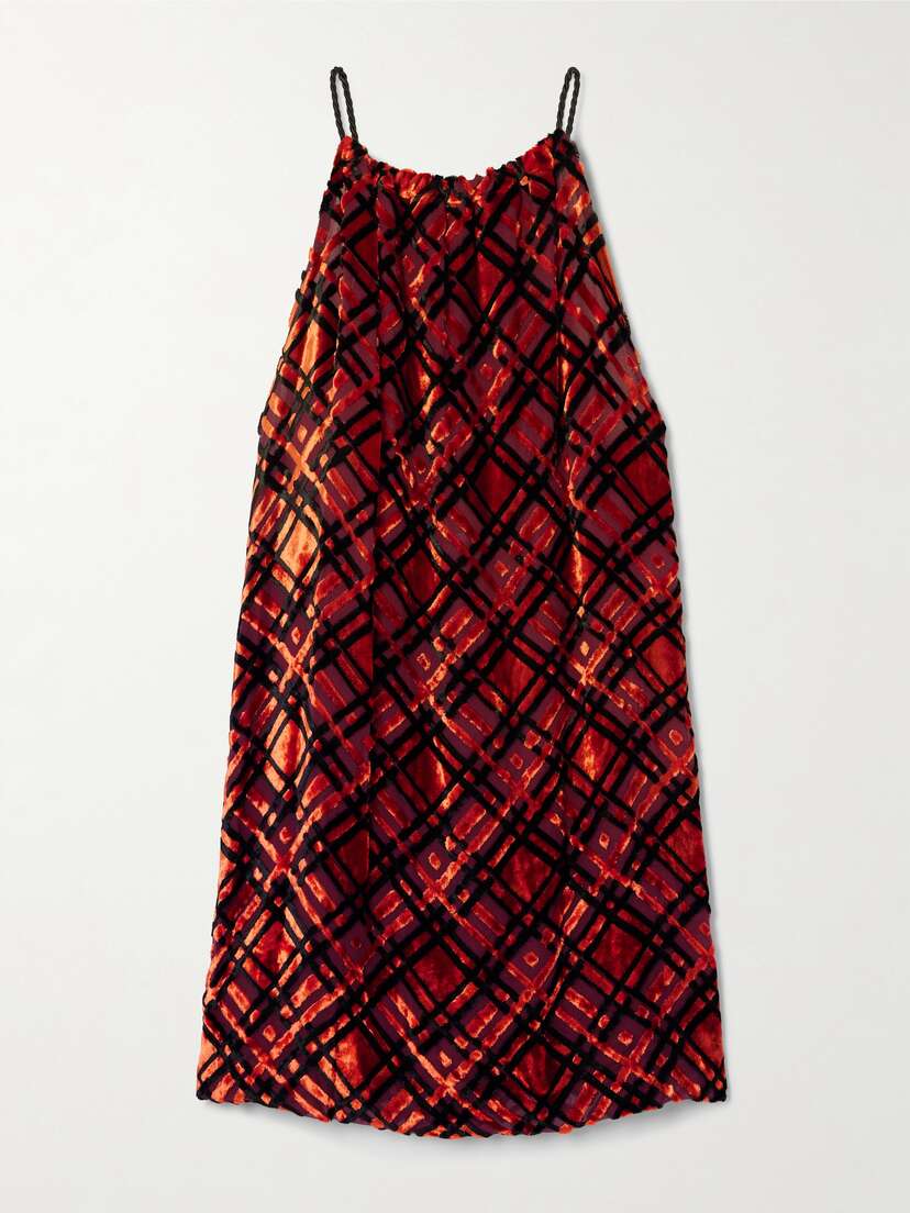 LIBEROWE + Net Sustain Flou Checked Devoré-velvet Mini Dress