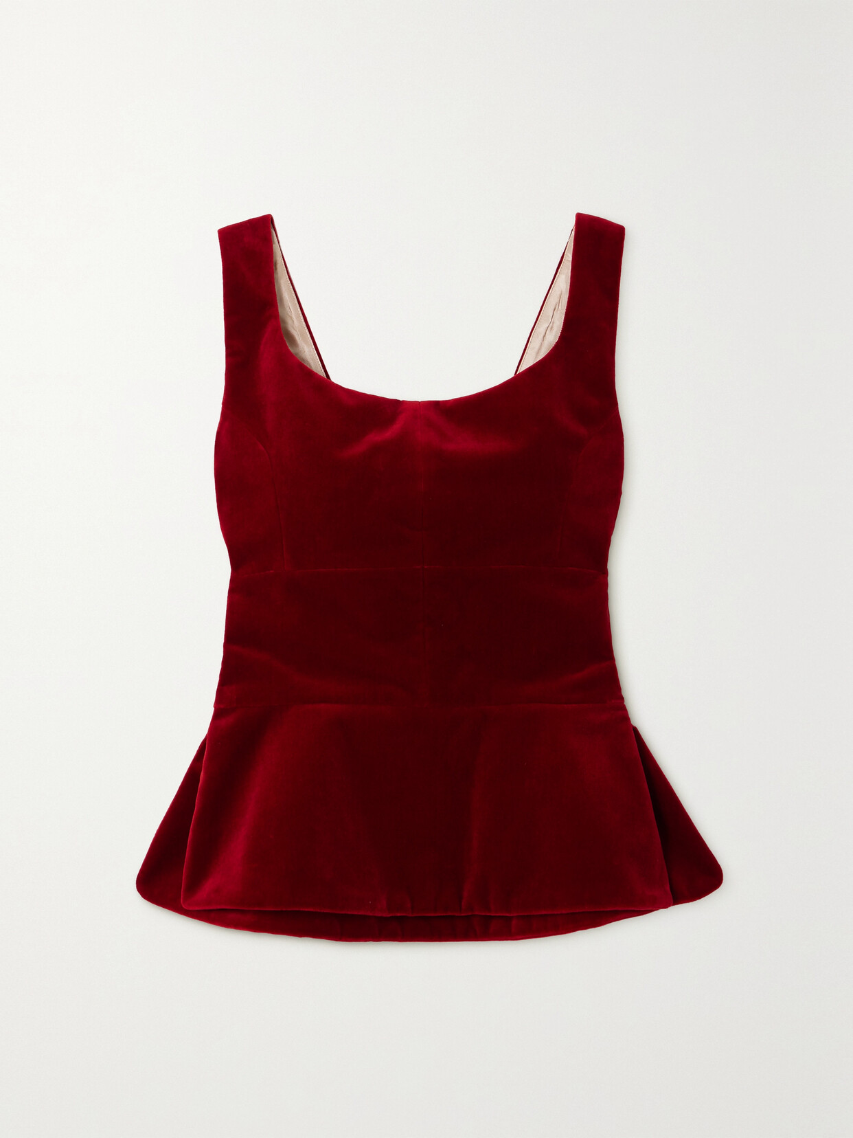 LIBEROWE - + Net Sustain Cotton-velvet Peplum Top - Red