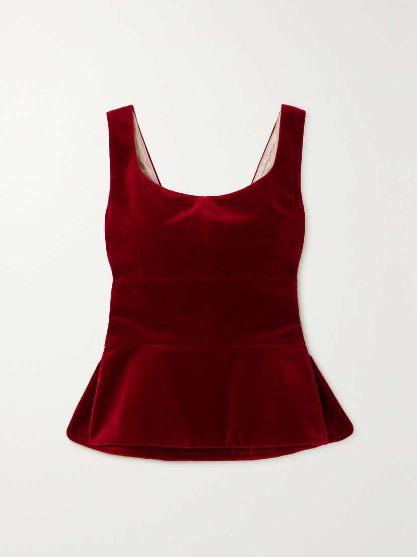 LIBEROWE + Net Sustain Cotton-velvet Peplum Top