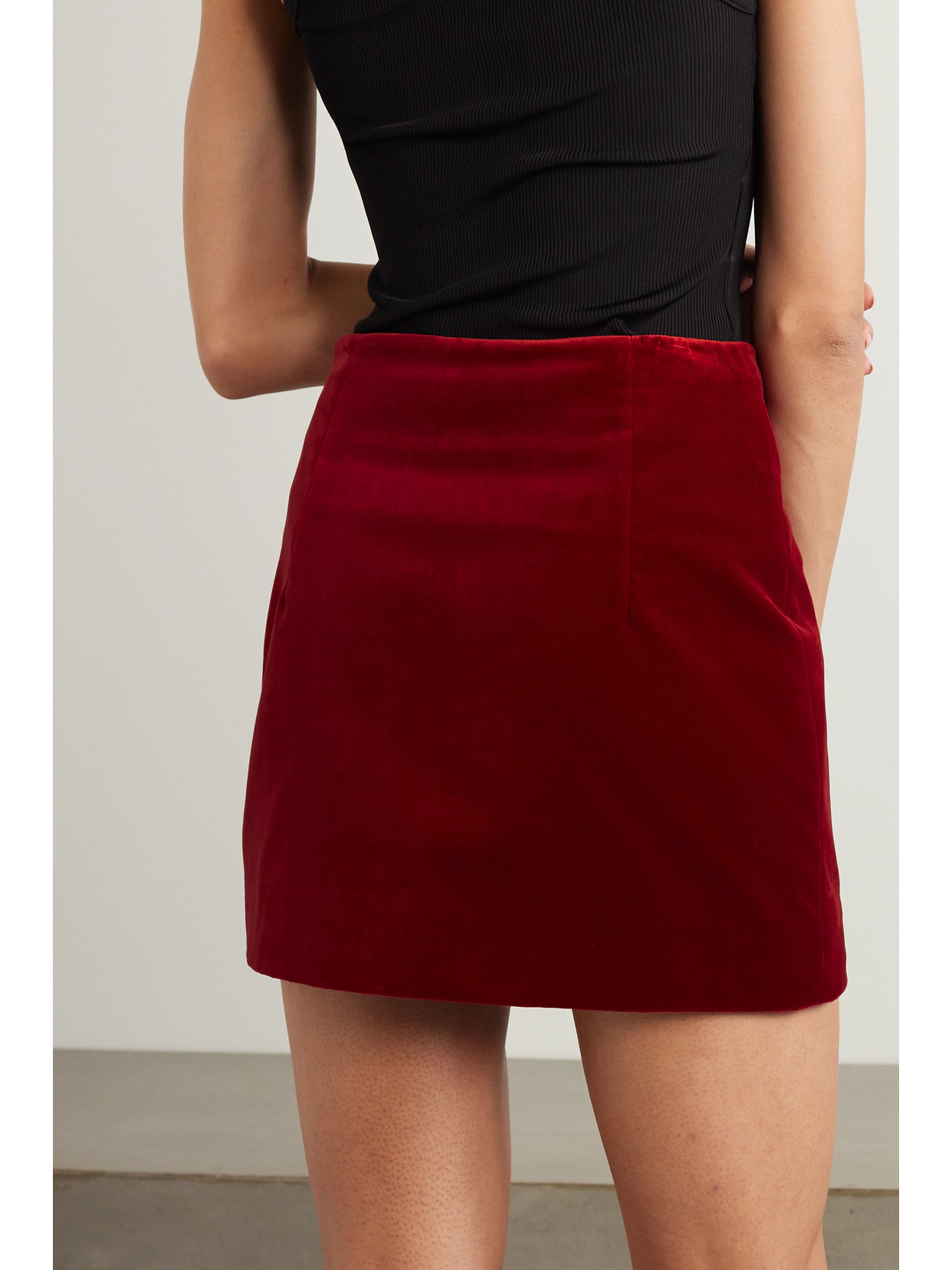 Liberowe + Net Sustain Vera Cotton-velvet Mini Skirt In Red