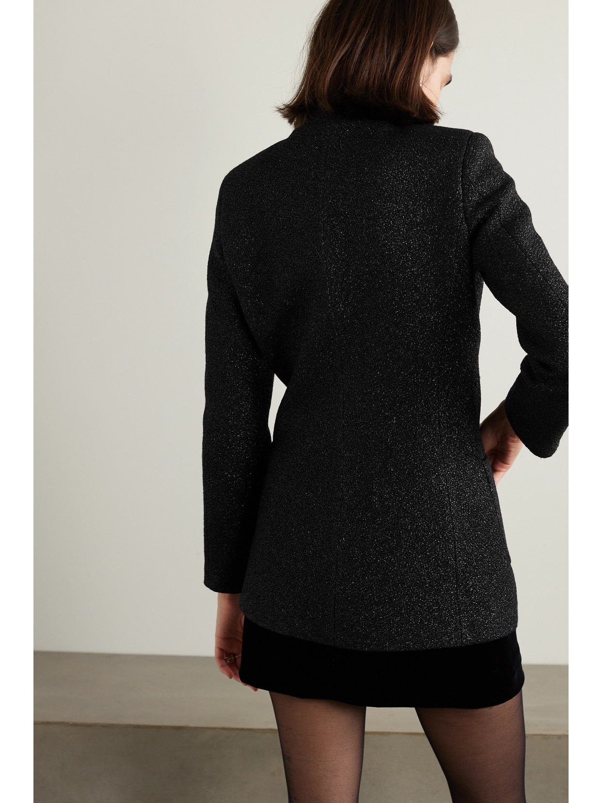 Liberowe + Net Sustain Raja Metallic Tweed Jacket In Black