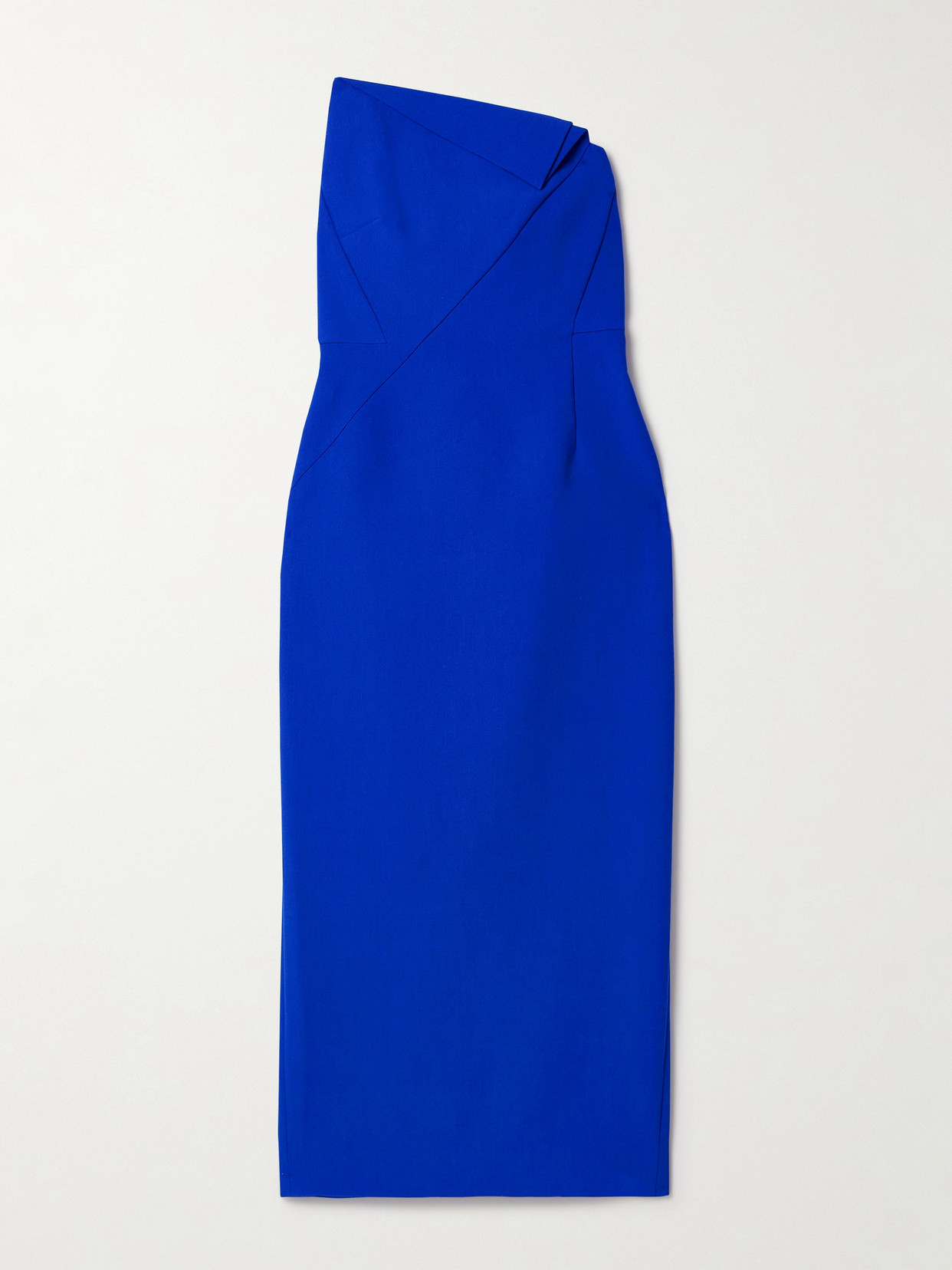 Roland Mouret Strapless Crepe Midi Dress In Blue