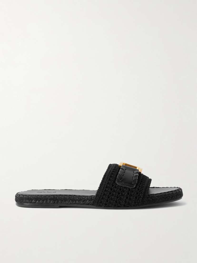 Chloé Marcie Leather-trimmed Crocheted Slides