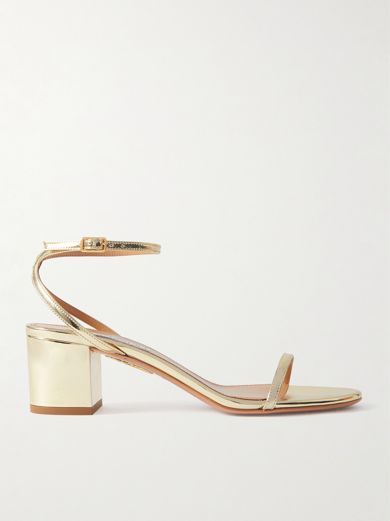 Aquazzura Olie 50 Metallic Faux Leather Sandals In Gold