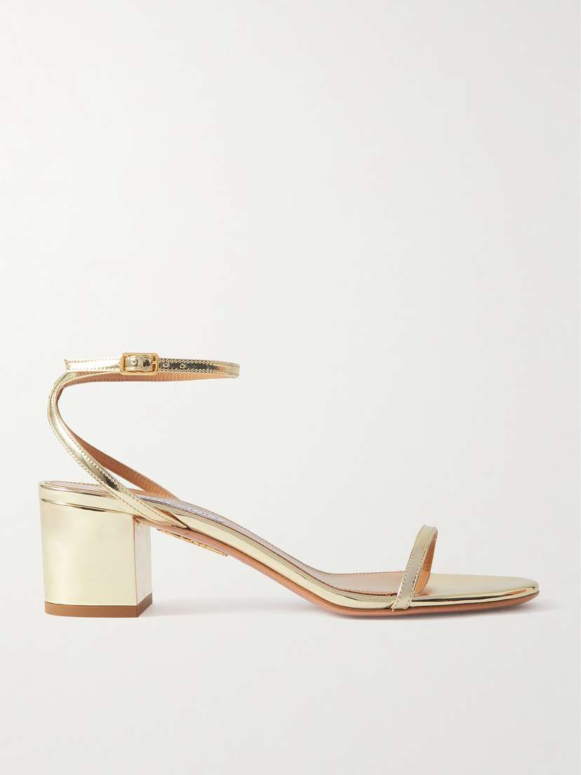 Aquazzura Olie 50 Metallic Faux Leather Sandals