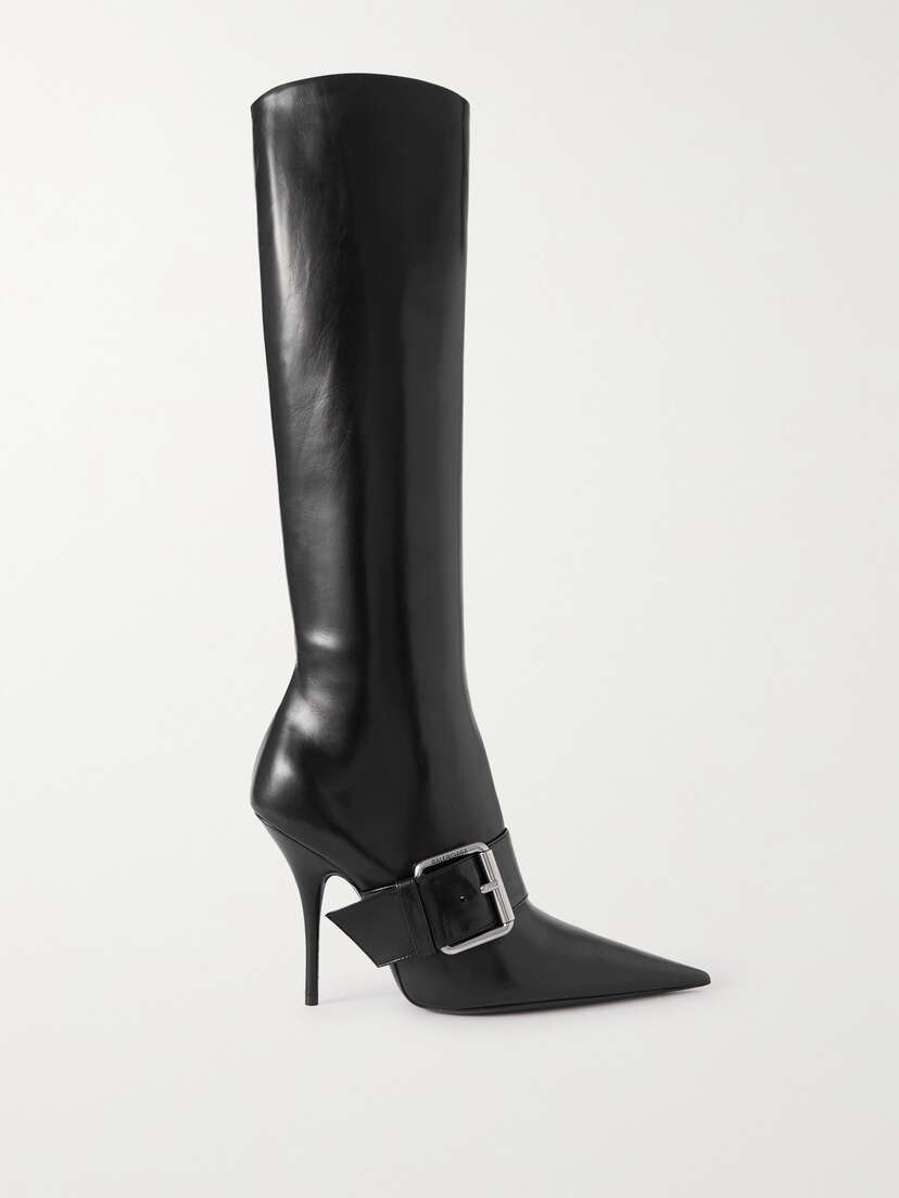 Balenciaga Knife Buckled Leather Knee Boots