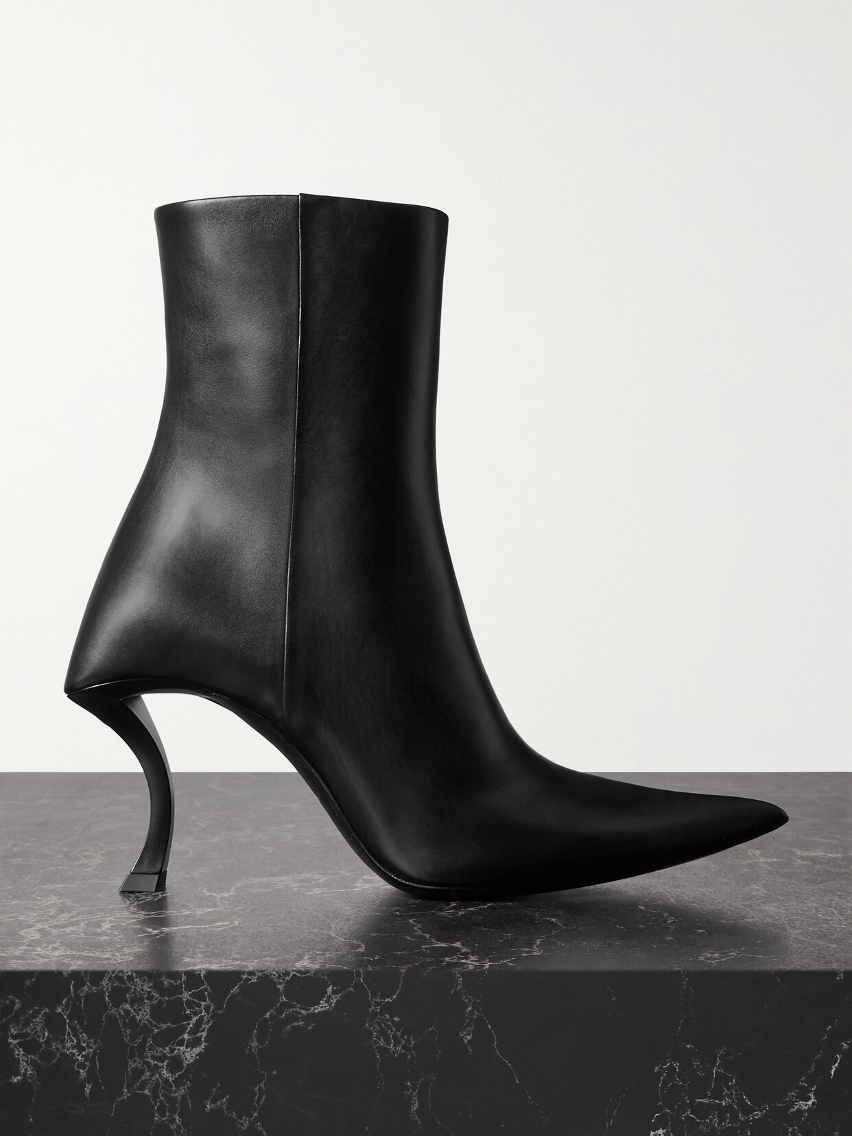 Shop Balenciaga Hourglass Leather Ankle Boots In Black