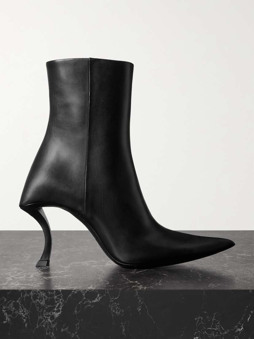 Balenciaga Hourglass Leather Ankle Boots
