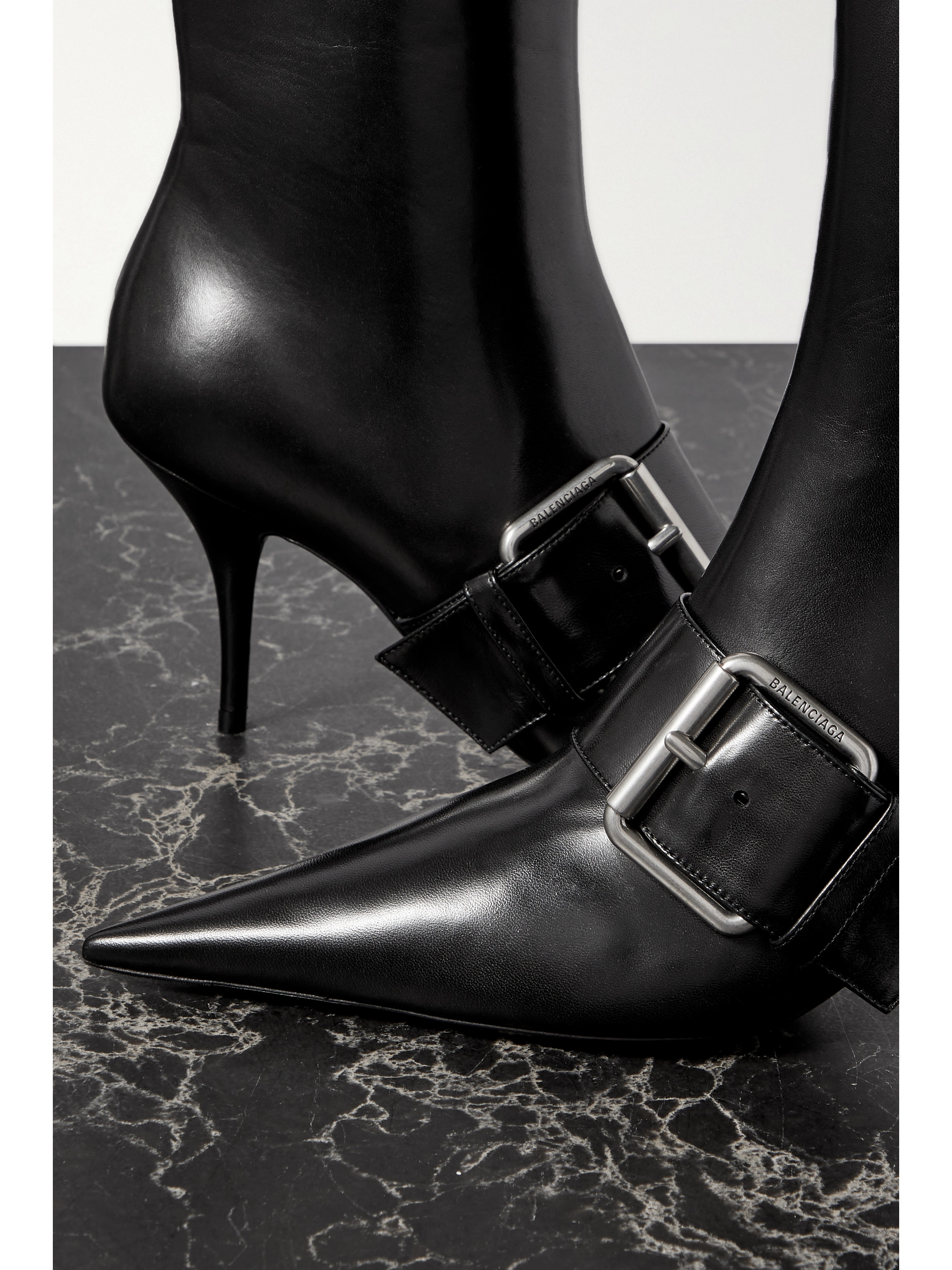 Balenciaga Knife buckled leather ankle boots thumbnail