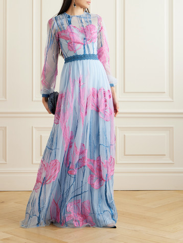 Costarellos Jezebel sequin-embellished embroidered tulle gown