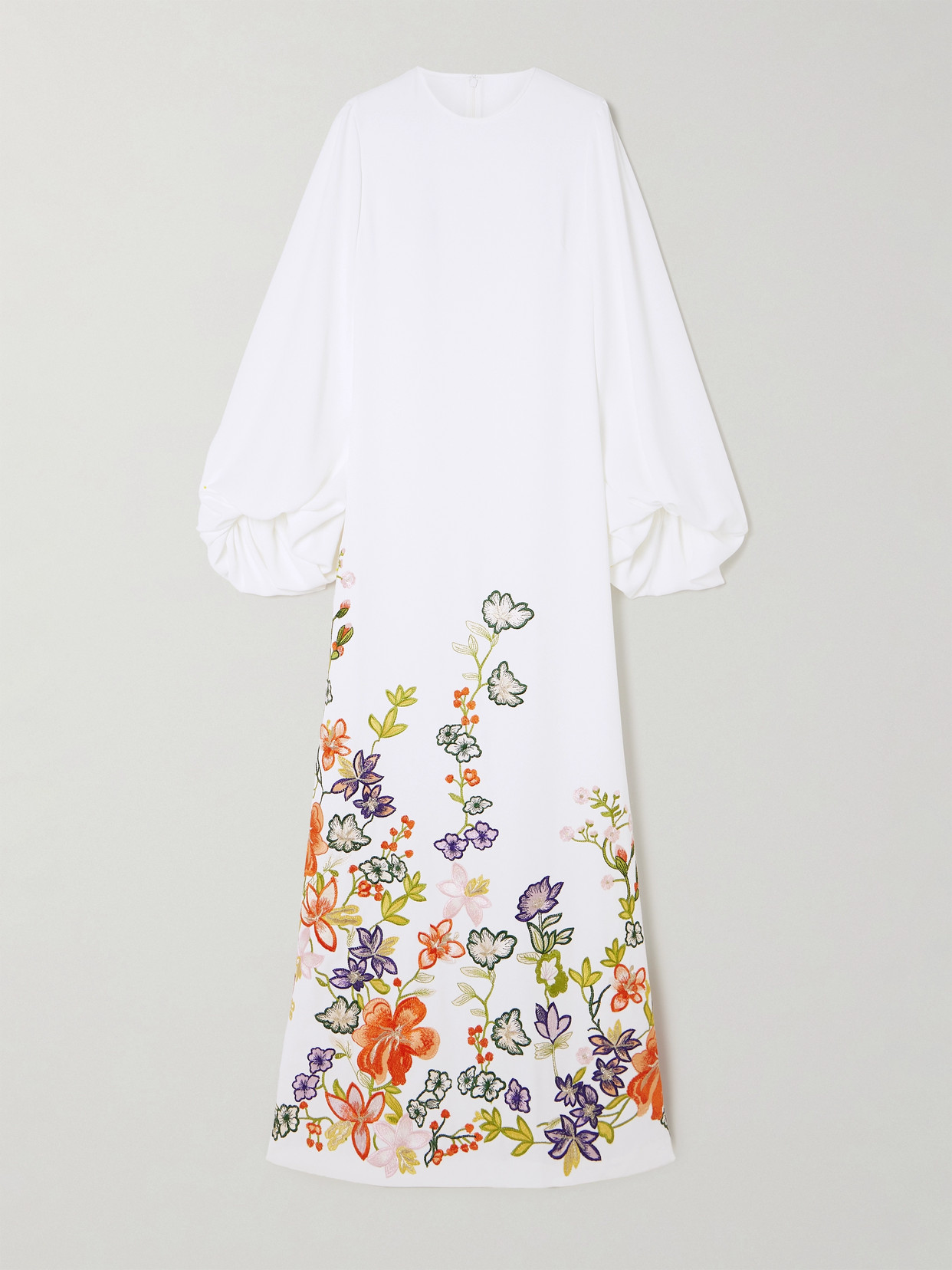 Costarellos Zinnia Embroidered Crepe Gown In Off-white