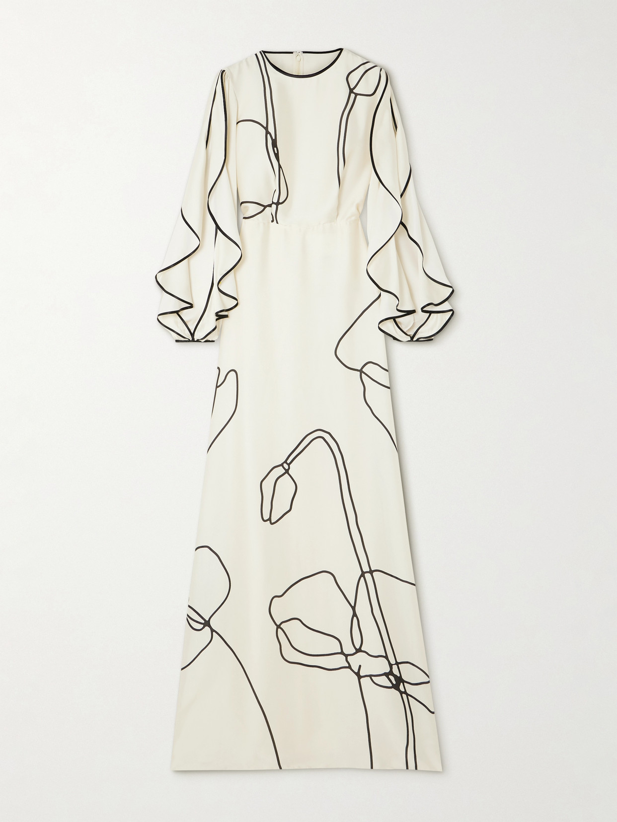 Costarellos - Priela Ruffled Floral-print Satin Gown - Ecru
