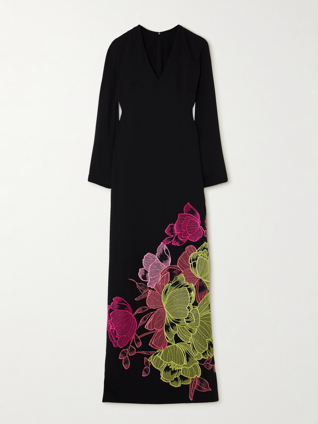 Costarellos - Rania Embroidered Crepe Gown - Black