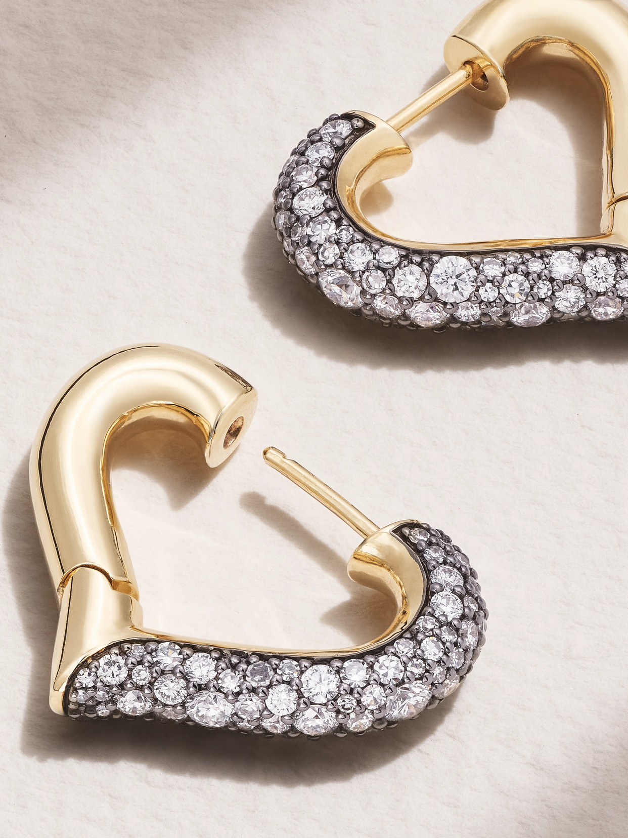 Lucy Delius Chubby Love Rhodium-plated 14-karat Recycled Gold Diamond Hoop Earrings In Gold