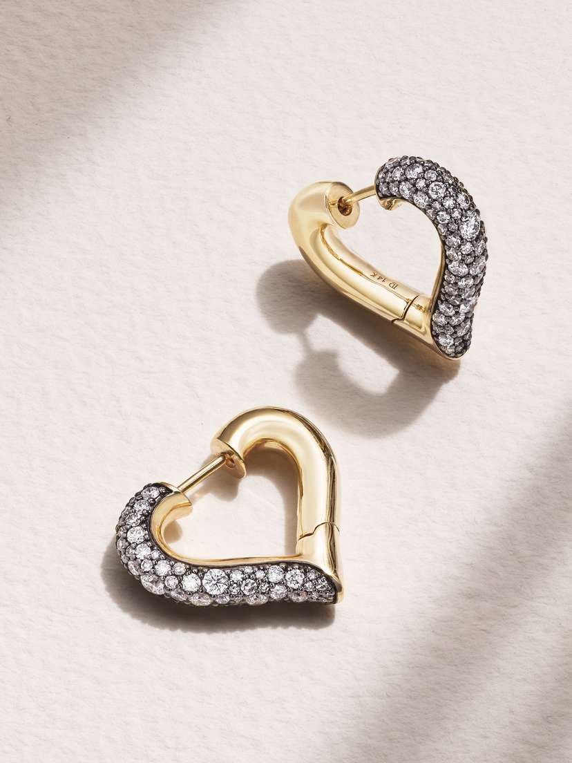 Lucy Delius Chubby Love Rhodium-plated Diamond Hoop Earrings