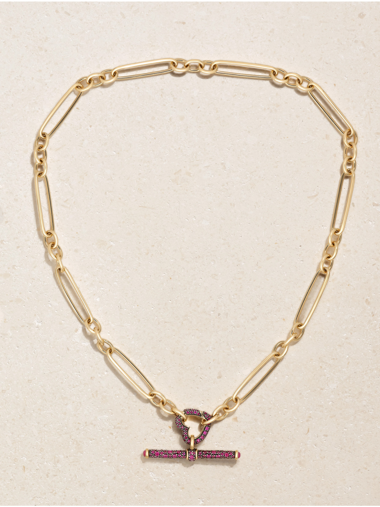 Lucy Delius - Trombone Love Connection T-bar Rhodium-plated 14-karat Gold Recycled Gold Ruby Necklace - One size