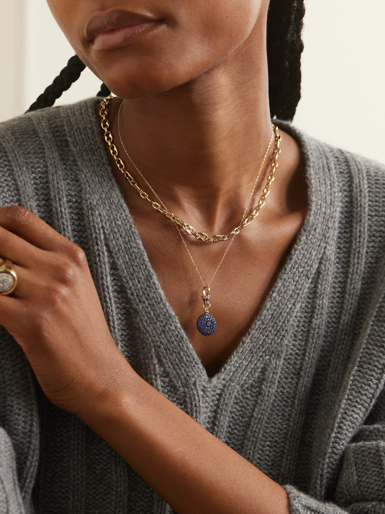 Lucy Delius Pocket Watch Rhodium-plated 14-karat Recycled Gold Sapphire Pendant In Gold