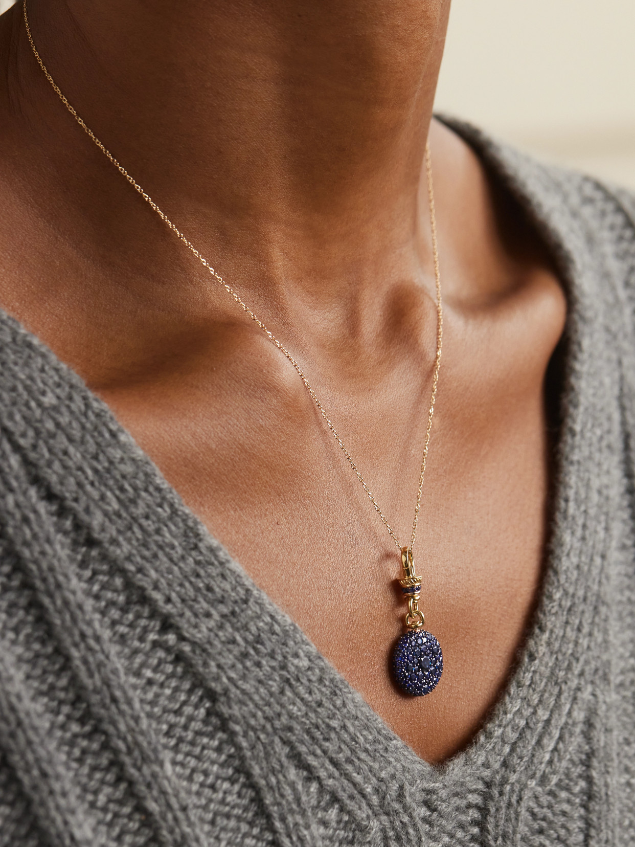 Lucy Delius Pocket Watch Rhodium-plated 14-karat Recycled Gold Sapphire Pendant In Gold