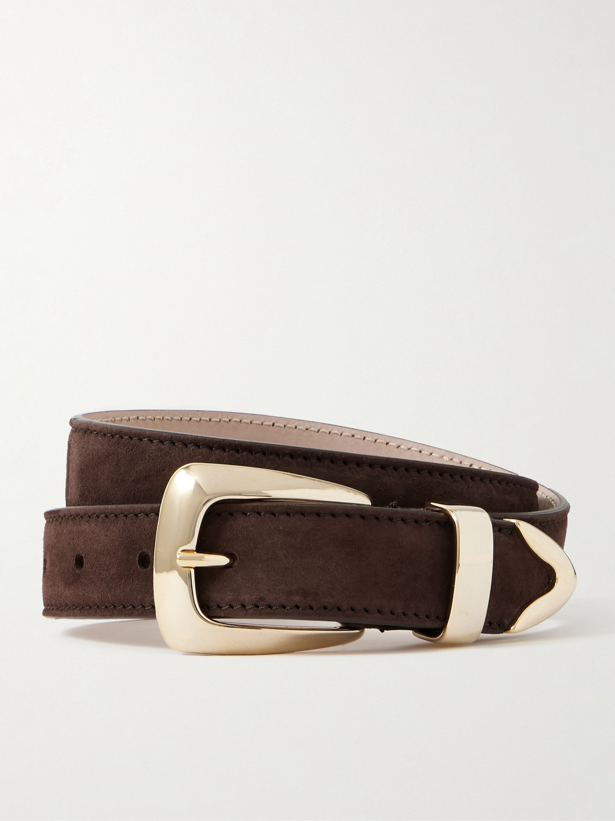 Khaite Benny Suede Belt In Brown