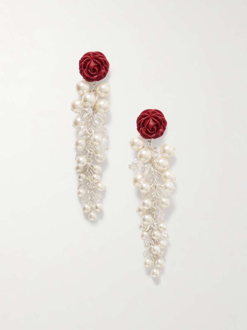 Magda Butrym Silver-tone, Faux Pearl, Crystal And Resin Earrings