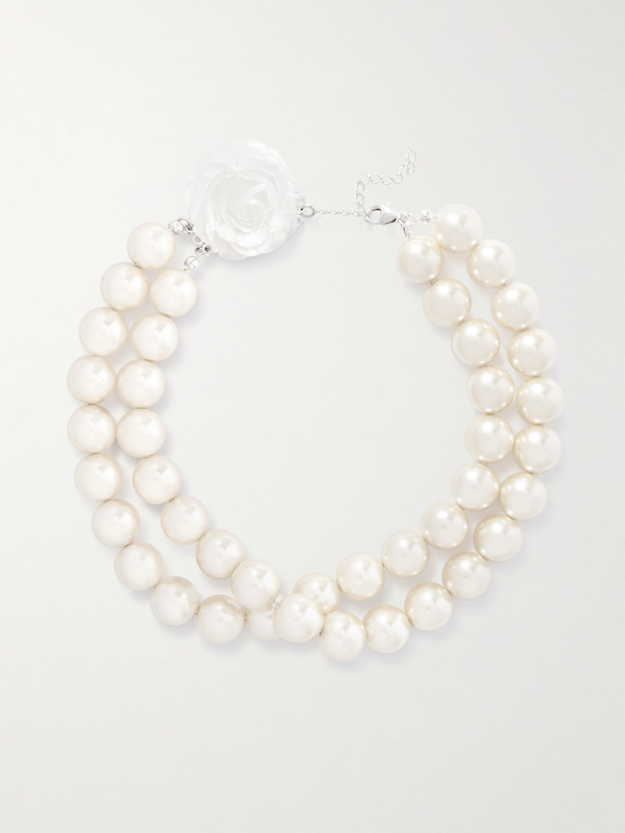 Magda Butrym - Appliquéd Faux Pearl Silver-tone Necklace - White