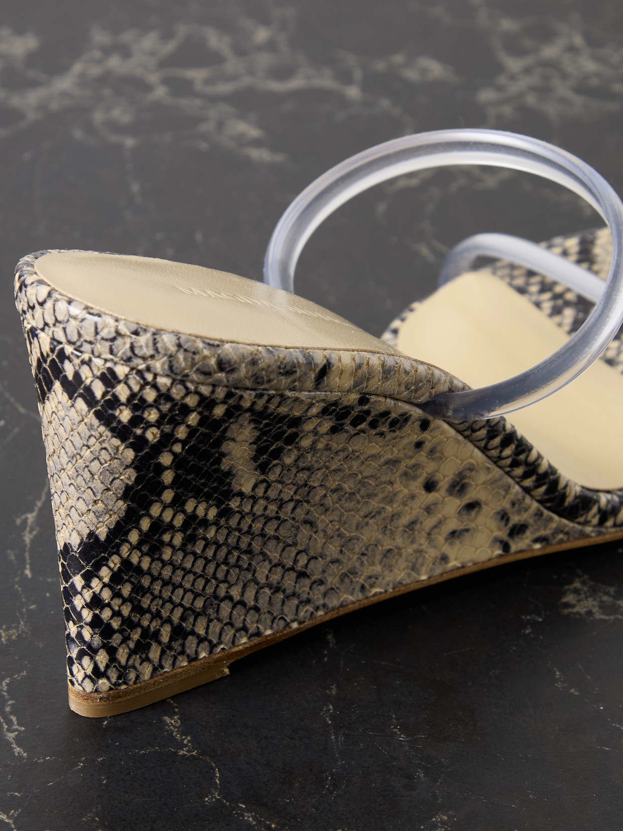 Magda Butrym Pvc-trimmed Snake-effect Leather Wedge Sandals In Brown