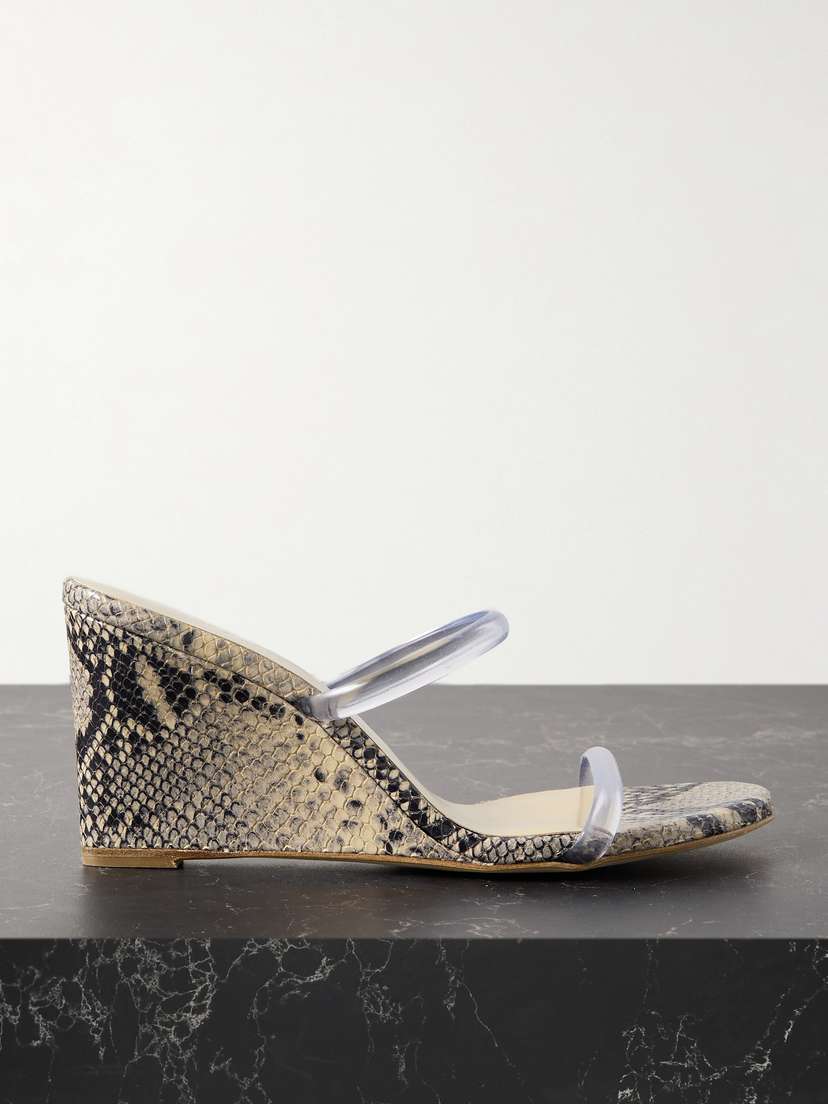 Magda Butrym Pvc-trimmed Snake-effect Leather Wedge Sandals