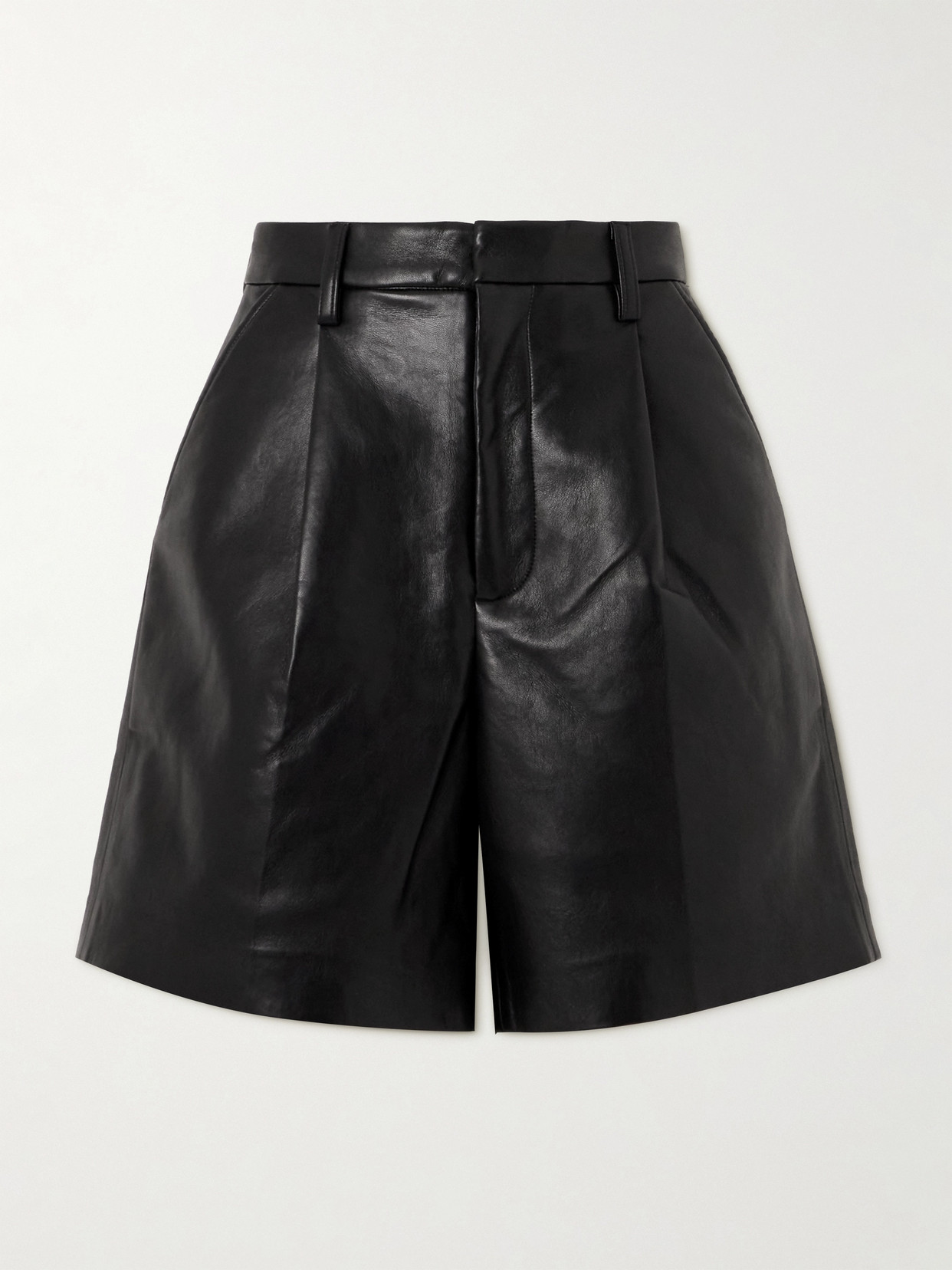 Anine Bing Carmen Bonded Faux Leather And Leather Shorts In Black