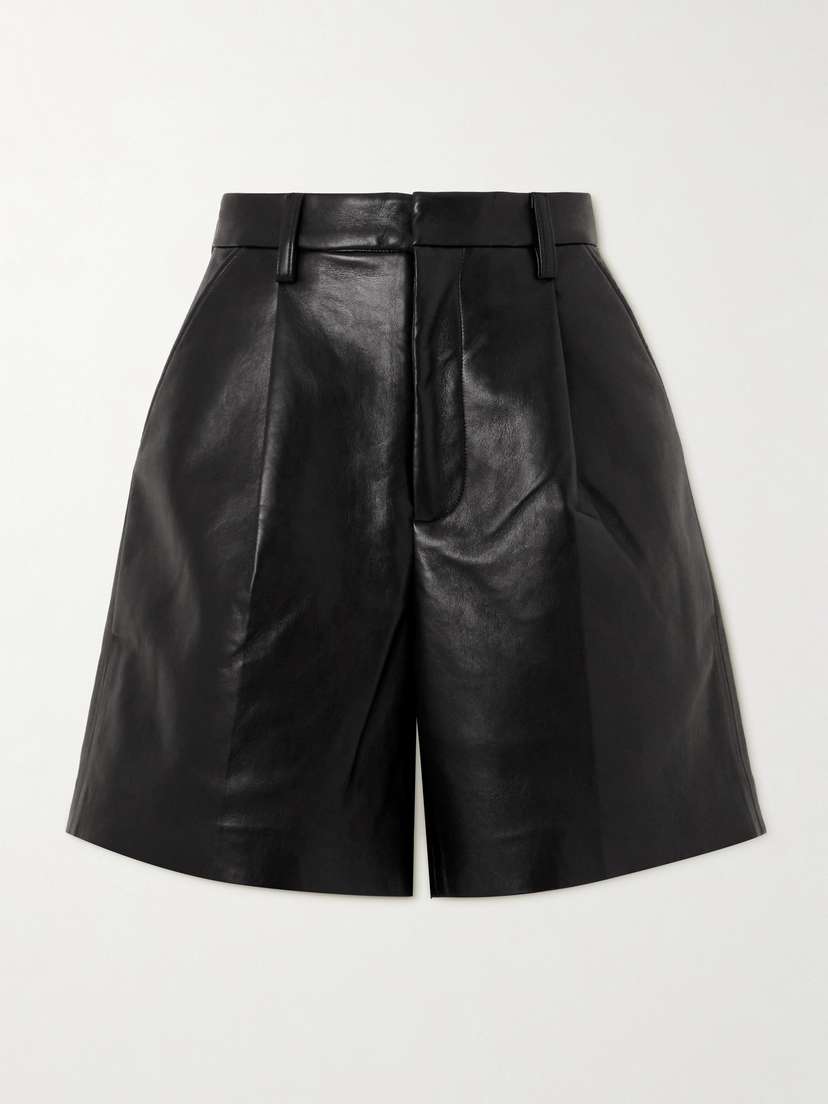 Anine Bing Carmen Bonded Faux Leather And Leather Shorts