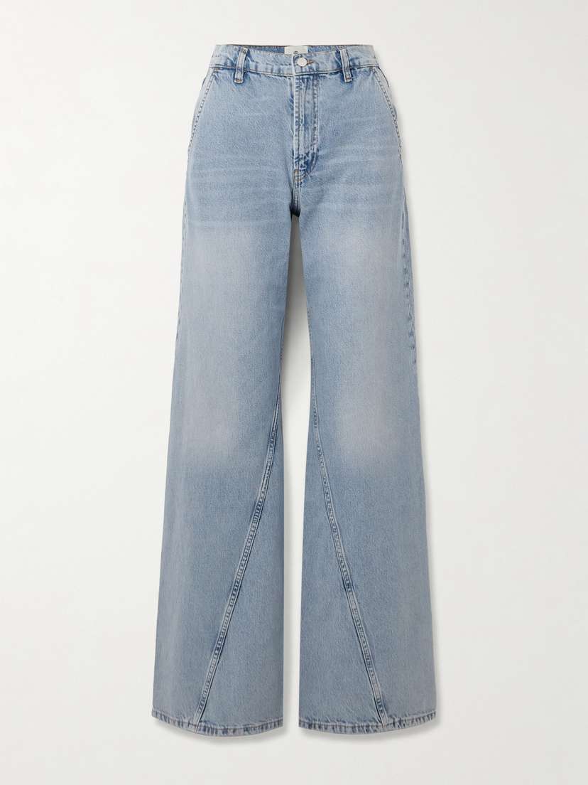 Anine Bing Briley Paneled High-rise Straight-leg Jeans