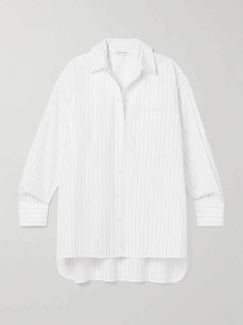 Anine Bing Chrissy Oversized Pinstriped Cotton-poplin Shirt