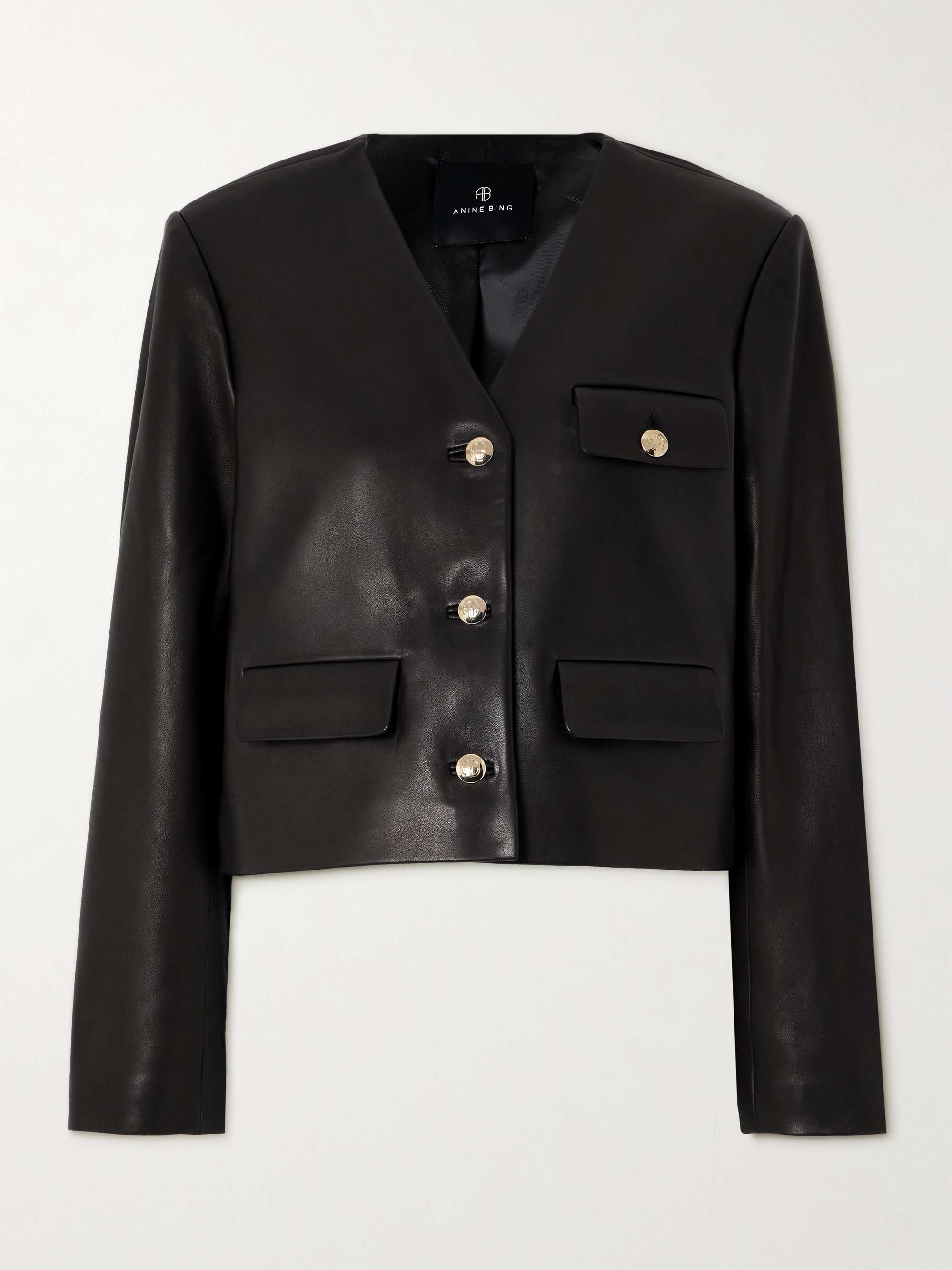 ANINE BING Cara cropped leather jacket NET A PORTER