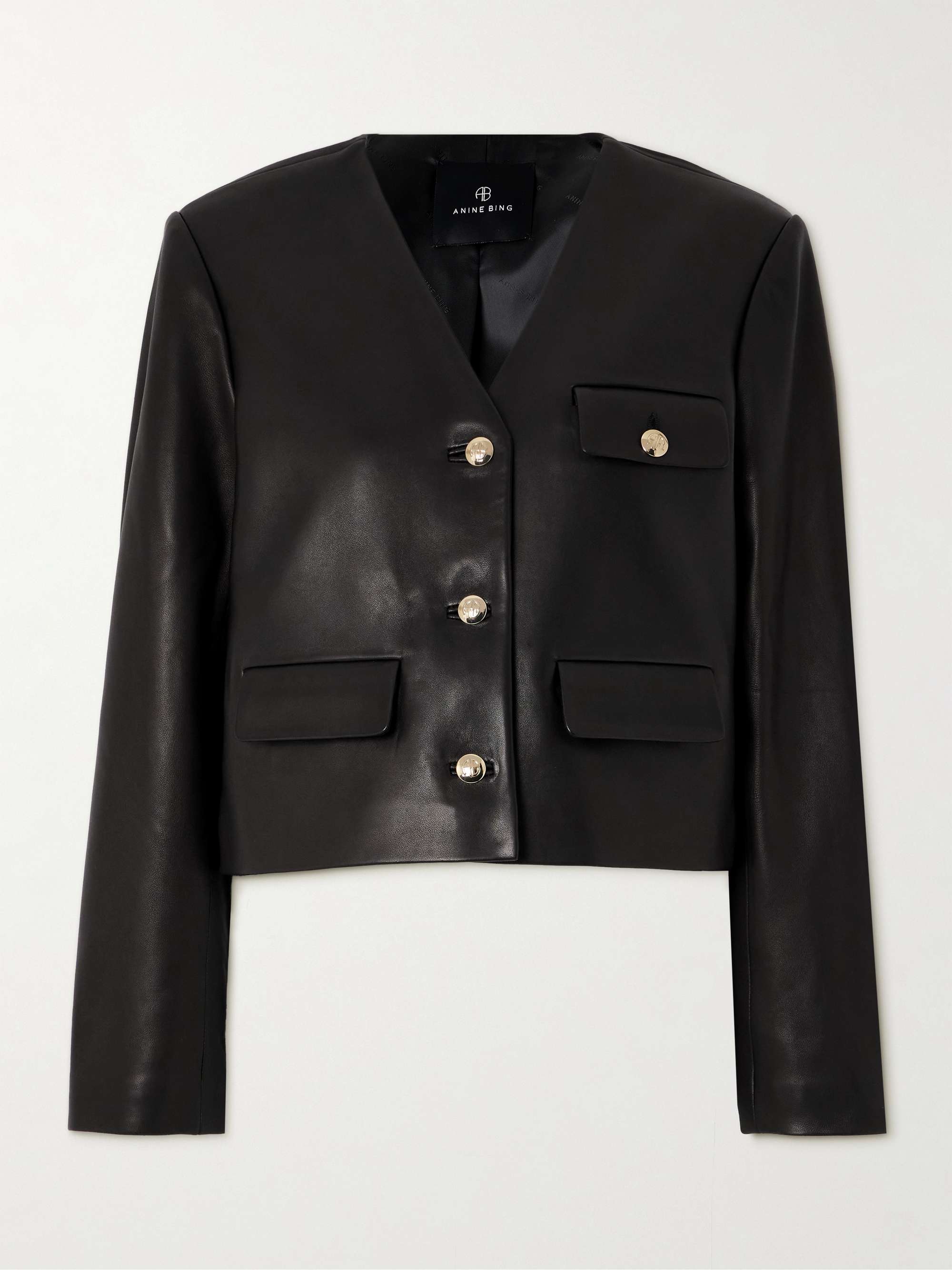 ANINE BING Cara cropped leather jacket | NET-A-PORTER