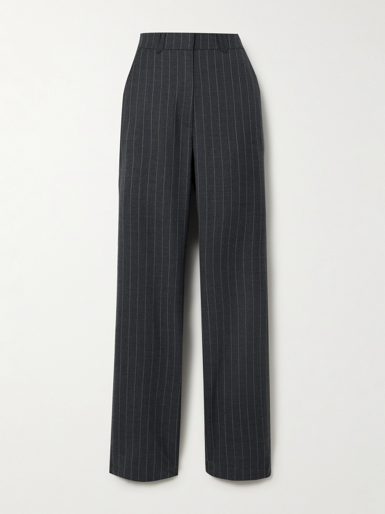 Anine Bing Drew Pinstriped Flannel Straight-leg Pants In Gray