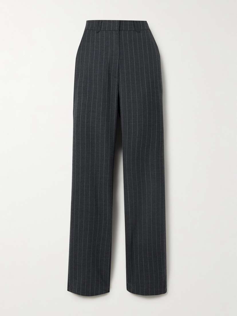 Anine Bing Drew Pinstriped Flannel Straight-leg Pants