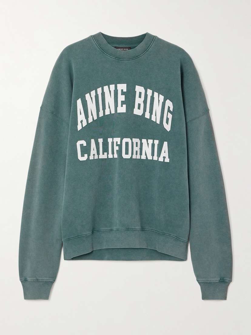 Anine Bing Miles Appliquéd Cotton-jersey Sweatshirt