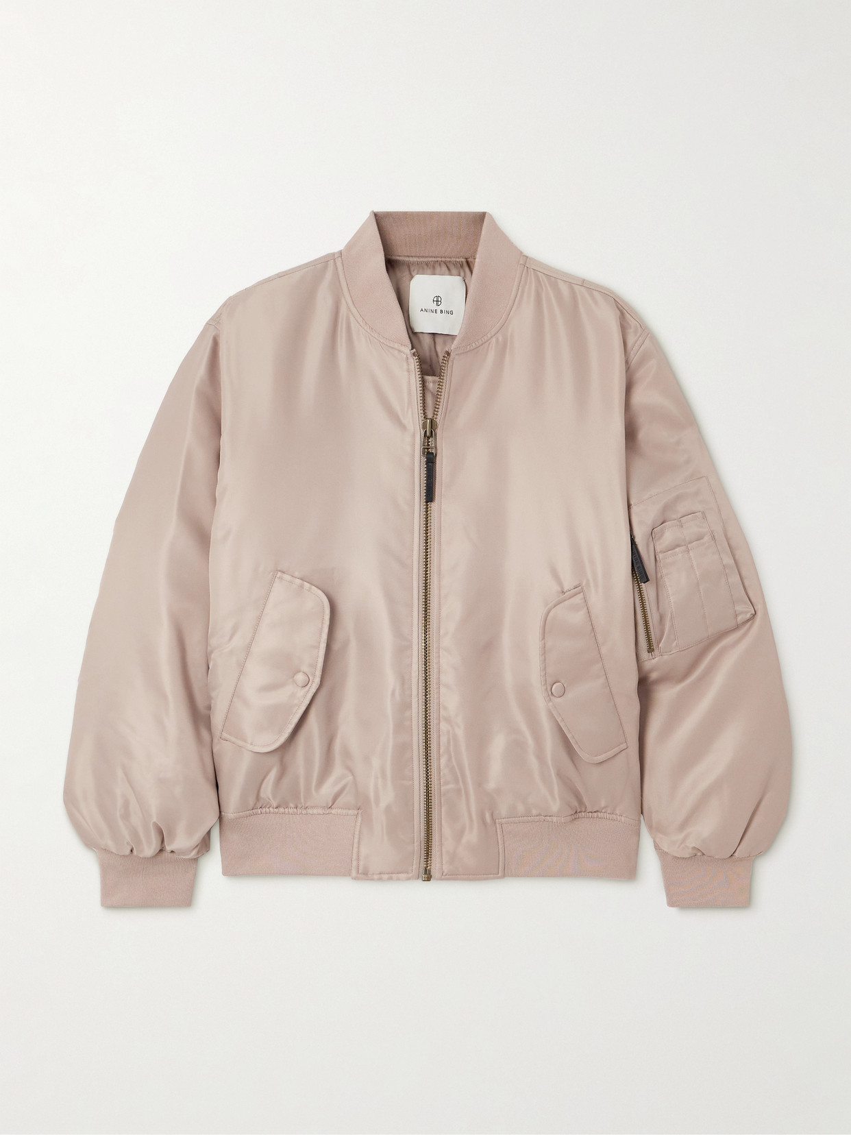 Shop Anine Bing Leon Shell Bomber Jacket In Neutrals