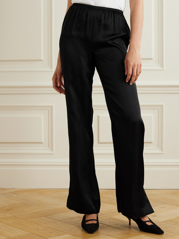 ANINE BING Aden silk-blend charmeuse wide-leg pants